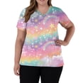 thumbnail image 3 of Cartoon Printed Scrubs For Women Vneck Medical Scrub Tops Short Sleeve Stretch Nurse Uniform Fashion Scrub Tops With Pocket Light pink XXXXL, 3 of 5