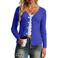 thumbnail image 2 of idosla Womens Cropped Cardigan Knit Shrugs for Dresses Tops V Neck Button Down Cardigans Sweaters (Blue, S), 2 of 9