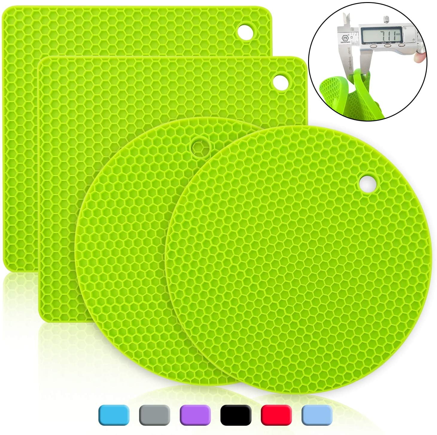 Silicone Mats 4 Heat Resistant Pot Holders, Multipurpose NonSlip Hot