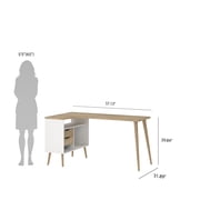 Tvilum Diana 2 Drawer Office Desk with 3 Shelves for Adults, White and Oak Structure