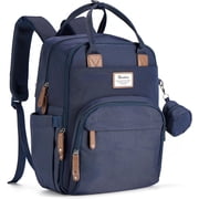 Ruvalino Baby Diaper Bag Backpack, Multifunction Waterproof Travel Bag with Insulated Bottle Holders, Durable Fabric and Changing Pad, Navy Blue