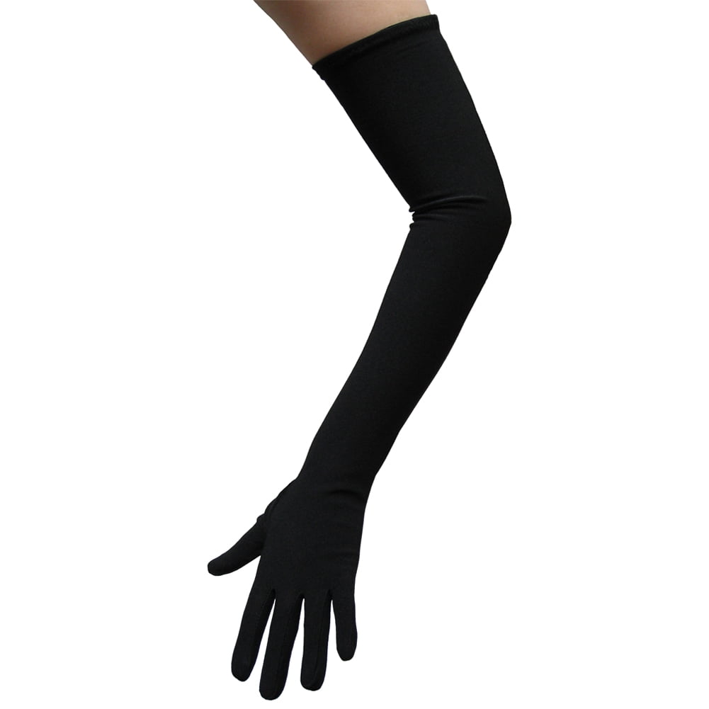 Long Elbow Length Black Costume Gloves ~ HALLOWEEN THEATRICAL PROM DANCE PARTY 