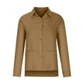 thumbnail image 6 of ABATAB Women Button down Shirts Lightweight Cotton Linen Tops Baggy Long Sleeve Collared Casual Work Dressy Blouses with Pockets(Small,Khaki), 6 of 6