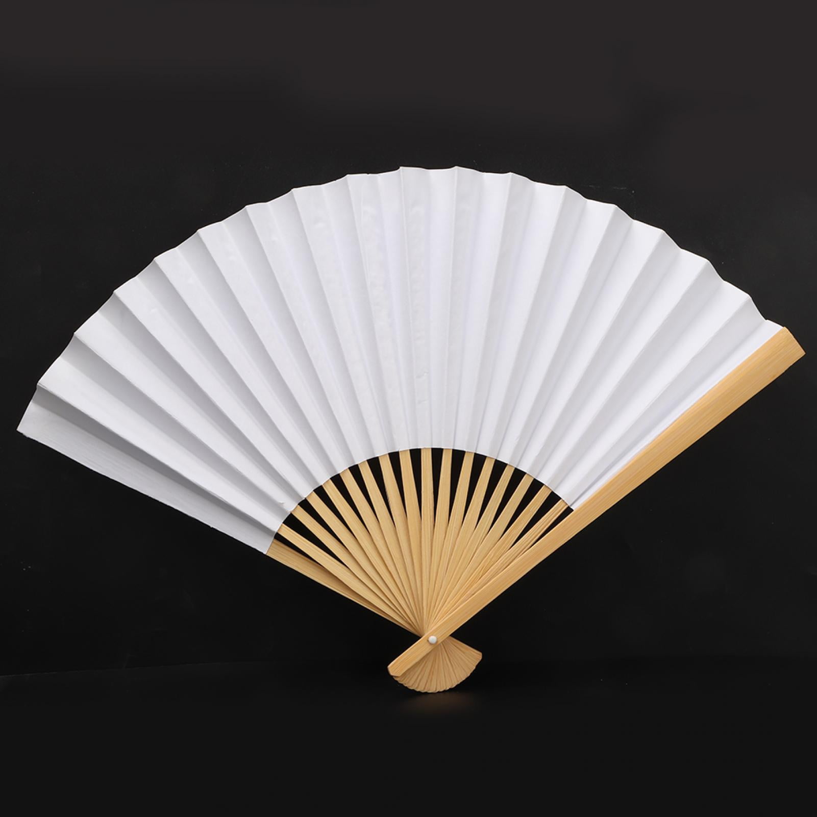 Khall White Paper Fan, Wood Paper Fan, Folding Fan Painting