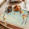 thumbnail image 3 of Retro Hot Air Balloon Placemats Set of 6 Modern Flying Balloon Place Mats Indoor Wipeable Table Mats Washable Cloth Dining Table Placemats for Kitchen Holiday Party Home Decor 13x19 Inch, 3 of 9
