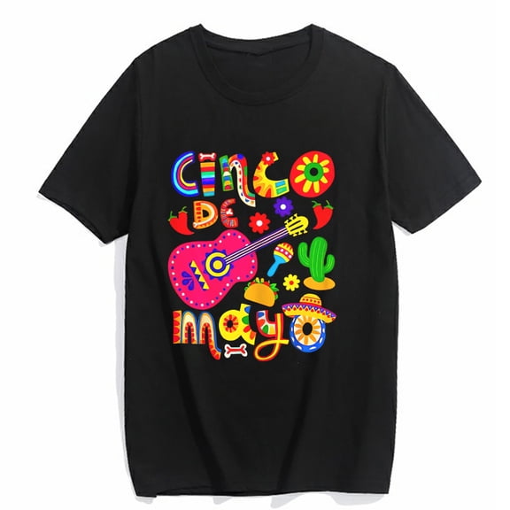 Women's T-shirt Cinco De Mayo Shirt Mexican Fiesta 5 De Mayo Casual Summer Short Sleeve Top Black 4X-Large