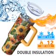 thumbnail image 5 of OBREWU Sunflower Tumbler with Handle and Lid,Sunflower 40oz Double Wall Vacuum Insulated Tumbler,Cups Gift for Women and Men, 5 of 7