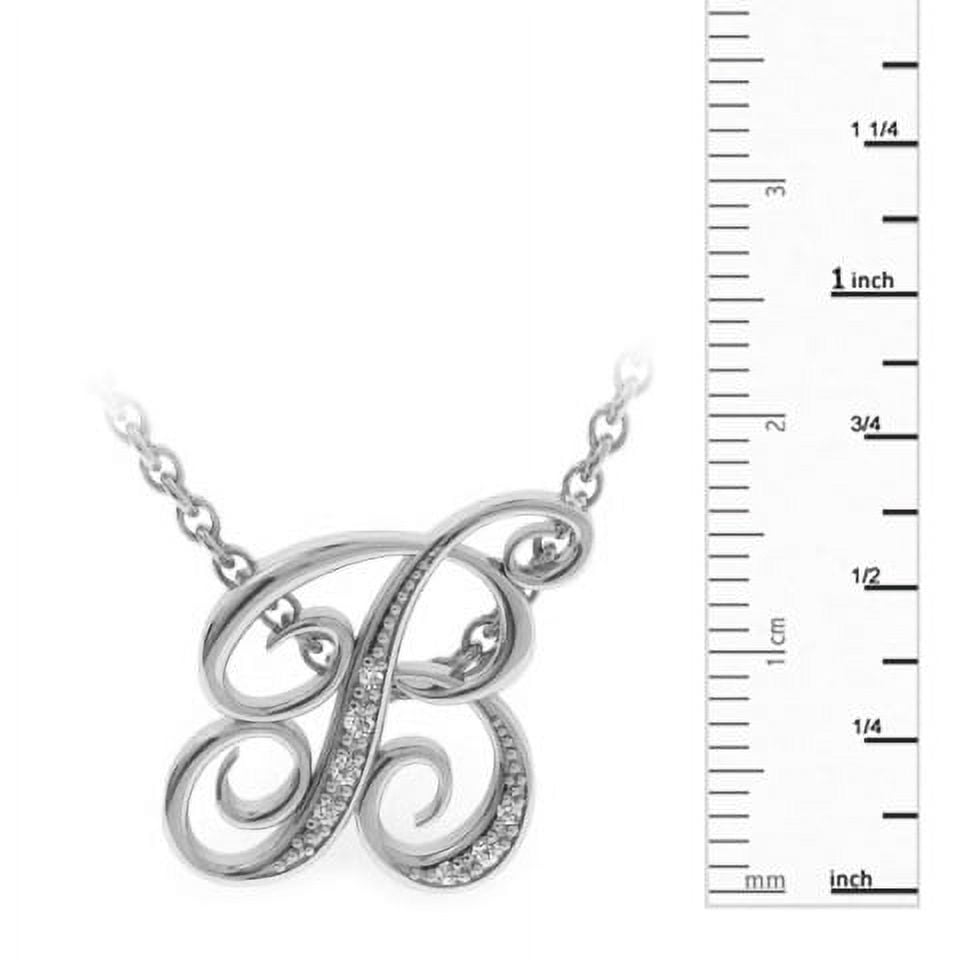 SuperJeweler B Initial Necklace In White Gold With 7 Diamonds, Serif Style, With Free 18 Inch Cable Chain, For Women