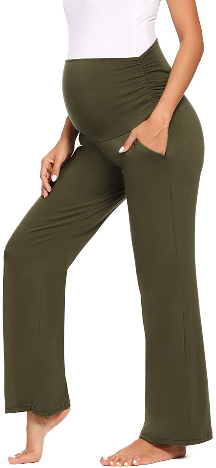 Women Maternity Pants Stretchy Comfy Wide Soft Palazzo Elastic Pregnancy Lounge Trousers
