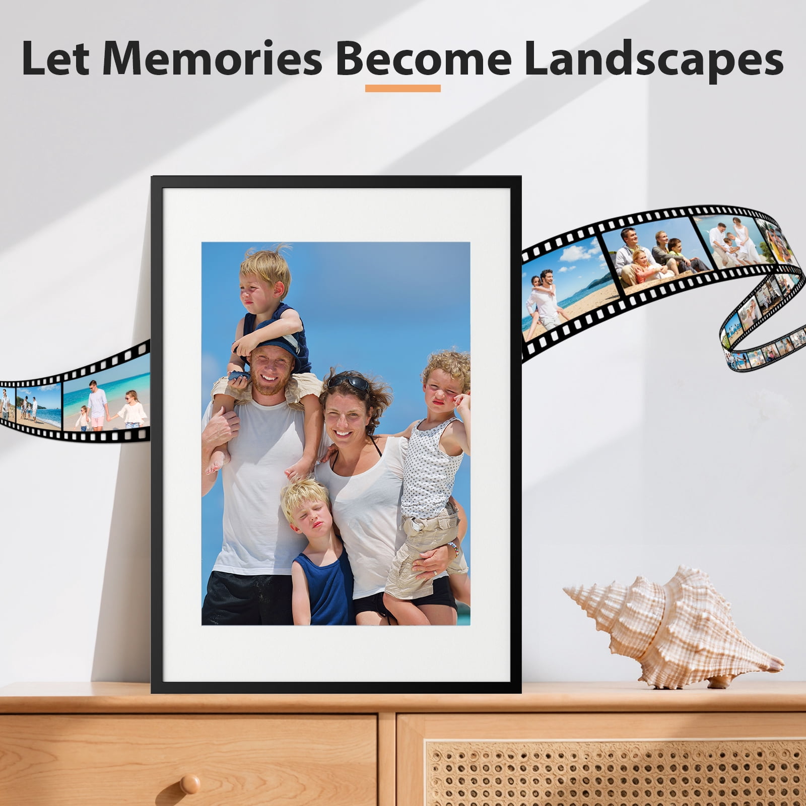 LIZEVINC 4 Pack 11x14 Picture Frame, Display Pictures 8x10 with Mat or 11x14 Without Mat, Wall Hanging Photo Frame, Black