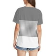 thumbnail image 5 of yillto Womens Striped Blouse Casual Color Block Loose Short Sleeve Round Neck Summer Shirts Outfits, 5 of 7