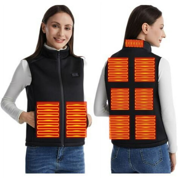 Chaleco calefaccionado de doble control de nueve zonas para hombres y mujeres, chaleco protector, cuello alto, chaleco recargable, ropa calefactora inteligente de temperatura constante,