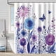 thumbnail image 3 of Cortina de ducha de poliéster con diseño de flores, impermeable, resistente a la humedad y al moho, para baño, 3 of 6