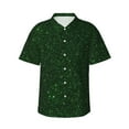 thumbnail image 1 of Fotbe Emerald Green Sparkling Camisa Hawaiana para Hombre Unisex – Camisa Casual de Verano con Botones de Manga Corta de Algodón y Lino,X-Large, 1 of 7