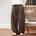 thumbnail image 2 of XDZJLR Casual Pants for Men Drapey Loose Japanese Retro Pleated Design Micro Leg Drawstring Long Trousers, 2 of 6