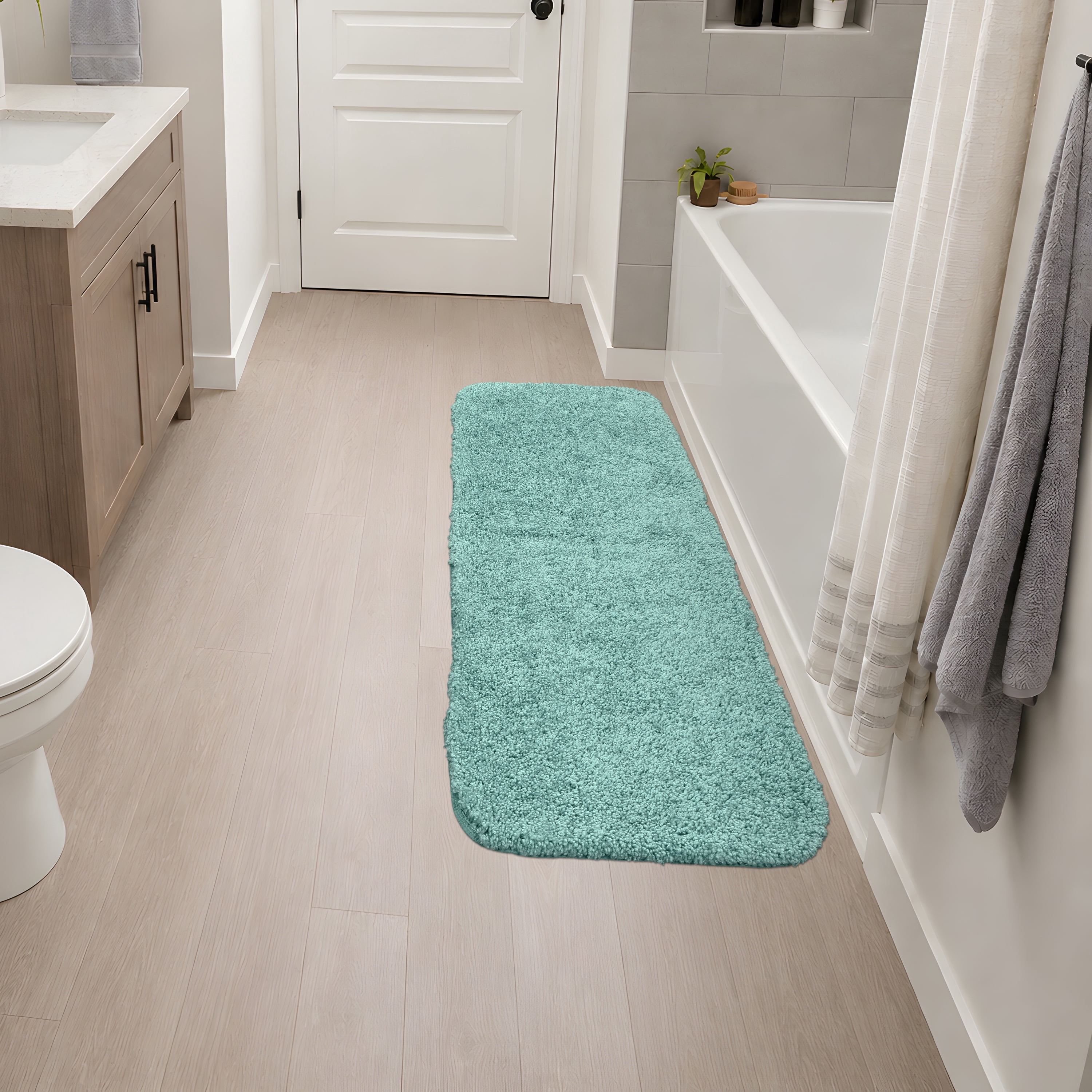 Garland Rug Serendipity Washable Nylon Sea Foam Bathroom Runner, 22" x 60"