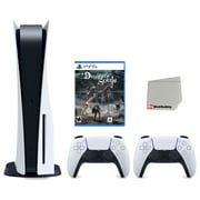 Sony Playstation 5 Disc Version Console with Extra White Controller, Demon's Souls Bundle with Cleaning Cloth
