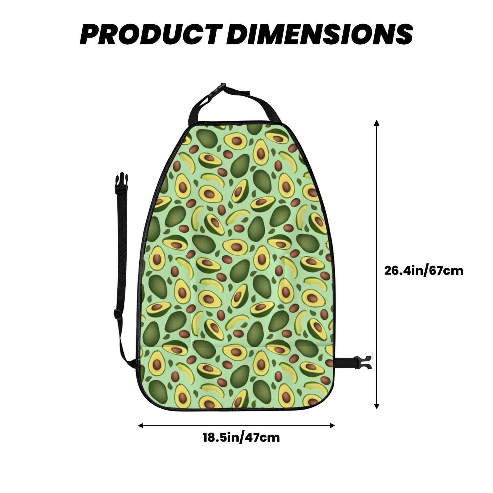 Xecao Avocado With Seeds Pattern Car Seat Back Protector 2 Pack Large Capacity Pocket, Kick Mats Back Seat Protector