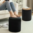 thumbnail image 4 of Korser Round Ottoman with Storage Set of 2,Corduroy for Living Room,Bedroom,Black, 4 of 7