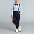 thumbnail image 2 of Purcolt 4 Piece Sets for Boys Semi Formal Outfit Dressy Casual Long Sleeve Dress Shirt Suspender Pants Bow Tie for Party Wedding, 1-15 Years, 2 of 8