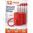 thumbnail image 2 of 12 Piece Plastic Basic Locking Round Hook Easy Gliding Shower Curtain Rings Fits All Standard Size Shower Rods (Red), 2 of 5