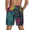 thumbnail image 2 of Haiem Neon Zombie Skull Mens Swim Trunks with Compression Liner 2 in 1 Swimming Shorts Stretch Swimwear Quick Dry,Board Shorts-, 2 of 9