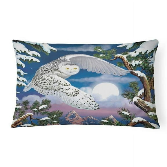 12 x 3 x 16 in. Snowy Owl Canvas Fabric Decorative Pillow