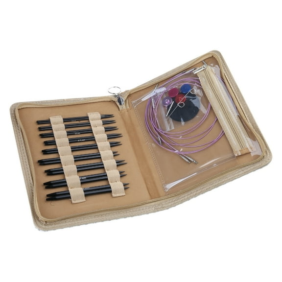 9Pairs Aluminum Interchangeable Circular Knitting Needle Set with Knitting Accessories1eatherCase for Knitting Craft