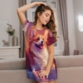 thumbnail image 3 of Easygdp Sunset Cloud Corgi Camisón de manga corta para mujer, informal, estampado, 3 of 6