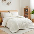 thumbnail image 2 of Peace Nest Hotel Collection Satin Silky All Season Down Alternative Comforter for a Restful Night's Sleep, Cream, King, 2 of 6
