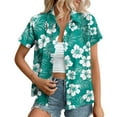 thumbnail image 4 of Ruimatai Women's Hawaiian Shirt Short Sleeve Casual Button Up Blouse Floral Print Beach Vacation Top Lightweight Comfortable Summer Shirt, 4 of 6