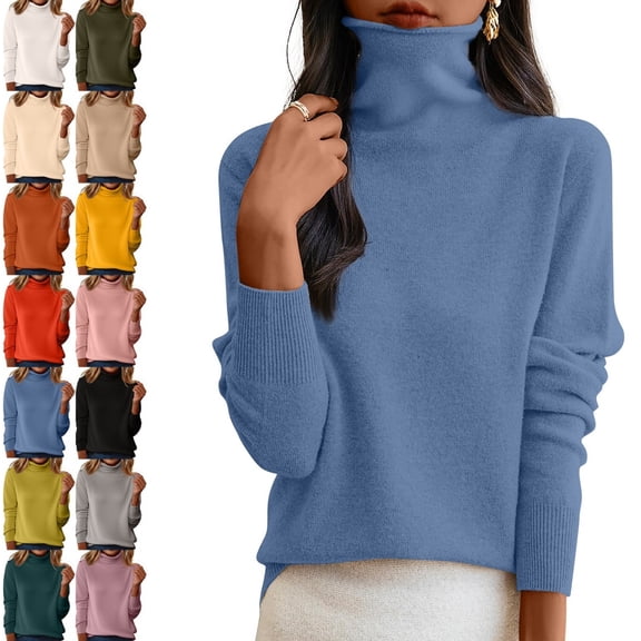 Kamentoy Fall Sweaters for Women Warm Long Sleeve Neck Sweater Fall Winter Soft Knit Turtleneck Tops, Casual Lounge Work Daily Wear
