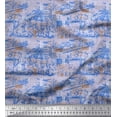 thumbnail image 1 of Soimoi Rayon Fabric Human & Stamps Vintage Print Fabric by the Yard 56 Inch Wide, 1 of 3
