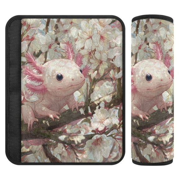 Qxltty Axolotl Cherry Blossom Car Seat Strap Pads are Soft and Snug Fitting for All Cars Backpacks Pushchair