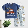 thumbnail image 2 of Xudanell Toddler Boys Pajamas Kids Dinosaur Summer PJS Monster Truck Boy Tractor Jammies Hockey Short Sets 2-7 Years (Navy, 3-4 Years), 2 of 7