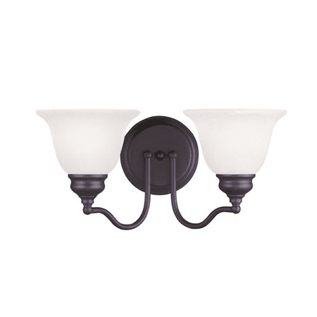 

Bathroom Vanity 2 Light With White Alabaster Glass Bronze Finish size 15 in 200 Watts - World of Crystal
