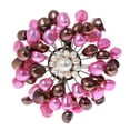 thumbnail image 2 of Freshwater Dyed Pink Pearls Retro Floral Pin-Brooch, 2 of 5