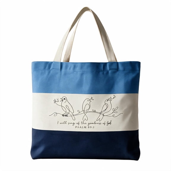 Christian Gifts for Women, Bible Verse Canvas Tote Bag, Church Gift Bag (Carolina Blue / Navy)