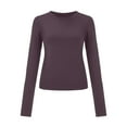 thumbnail image 5 of Povozer Women's Casual Basic Going Out Crop Tops Slim Fit Long Sleeve Crew Neck(Gray,XL), 5 of 5