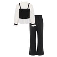 thumbnail image 5 of Haitryli Kids Girls Puff Long Sleeve Shirt with Bell-Bottom Pants Outfits for Birthday Party Holiday Gathering Black 11-12, 5 of 7