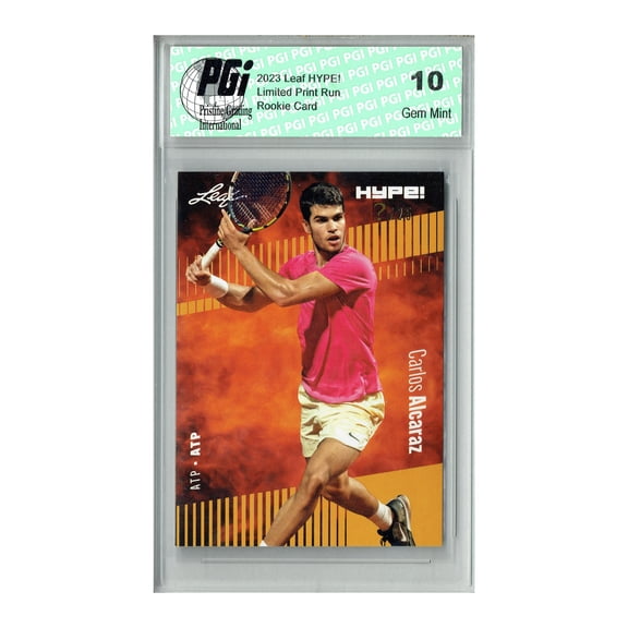 Carlos Alcaraz 2023 Leaf HYPE! #108 Gold SP, Just 25 Made Rare Trading Card PGI 10