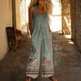 thumbnail image 4 of Fgvctg Womens Jumpsuit Wide Leg Pant One Piece Spaghetti Straps Trendy Floral Print Jumpsuit Sleeveless Bib Overalls Spring Rompers Clothes With Pockets Dark Green M, 4 of 4