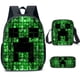 thumbnail image 3 of Mochila Escolar MINECRAFT Para Estudiantes De Escuela Primaria Y Secundaria En My World Game Periférica Conjunto De Tres Piezas De Peluche Animal Patung Muñecas Pulpo, 3 of 4