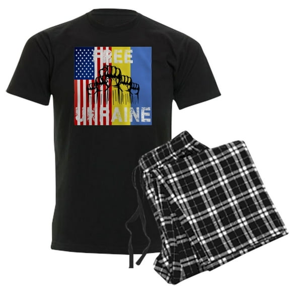 CafePress - Free Ukraine Stop War Pajamas - Men's Dark Loose Fit Cotton Pajama Set