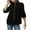 Black, variant on APEXFWDT Women's Puff Sleeves Smocked Front Blouse V-Neck 3/4 Sleeve Button-Up Shirt Cotton Linen Peasant Top,XXL,Black