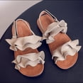 thumbnail image 2 of GiLiling Girls Sandals, Open-Toe Summer Shoes with Ruffle Straps Adjustable Ankle Closure, Non-Slip TPR Sole for Casual Fashion Wear (Beige, 2-2.5 Years), 2 of 2