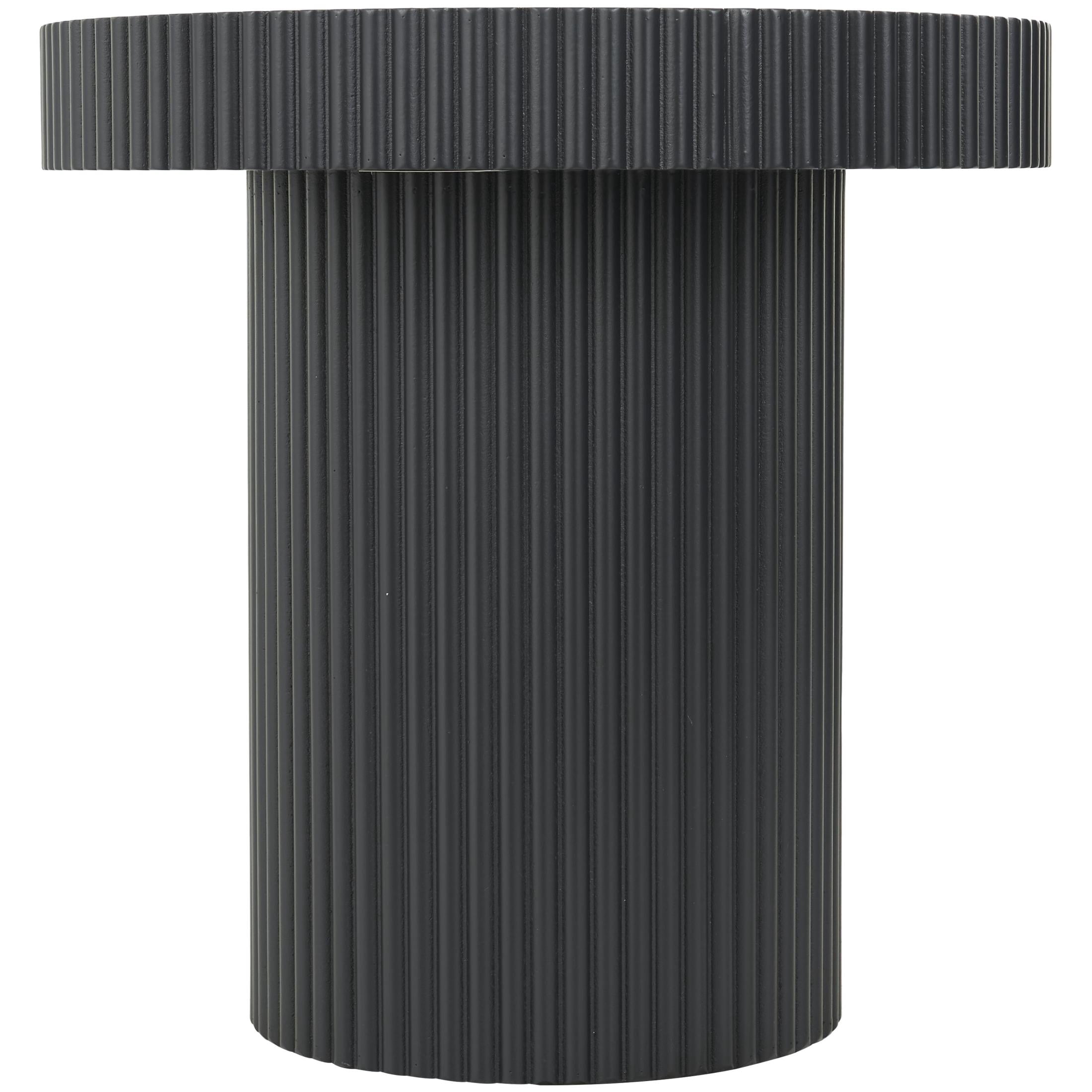 DecMode 20" x 20" Black Wooden Dimensional Ribbed Accent Table, 1-Piece