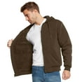 thumbnail image 3 of 9 Crowns Essentials Mens Full Zip Sherpa Lined Fleece Hoodie Jacket (Brown, XX-Large), 3 of 5