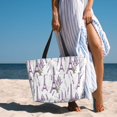 thumbnail image 3 of Wukai Lavender Flowers Print Zipper Bag,large Beach Tote Bag,Waterproof Sandproof Bag,Grocery and Picnic Tote Travel Bag, 3 of 5