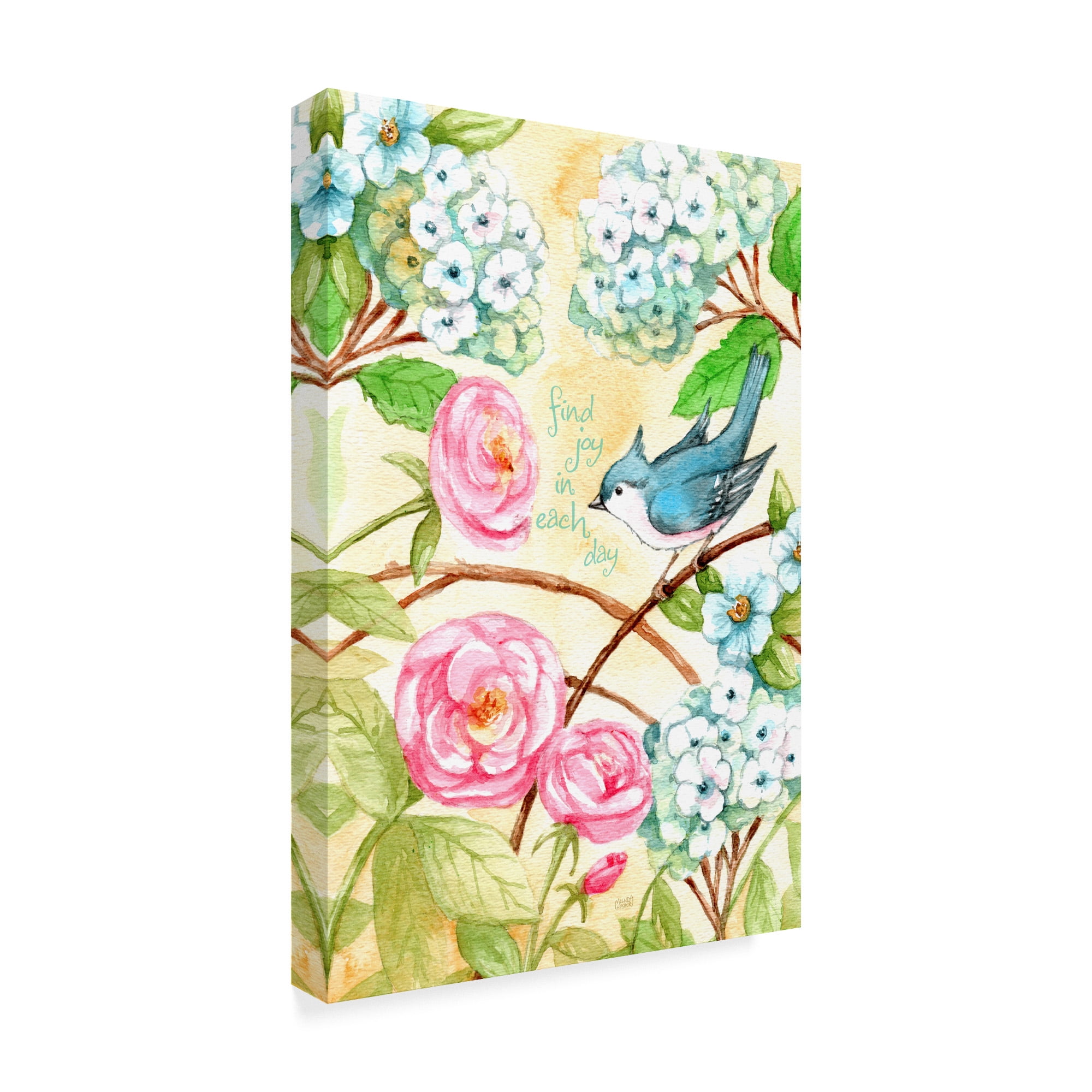 Trademark Fine Art 'Rose And Bird Joy Each Day' Canvas Art by Melinda Hipsher